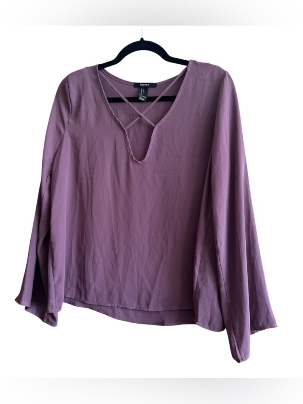 🖤5/$20 Forever 21 Dusty Mauve Crisscross V-Neck Long-Sleeve Blouse